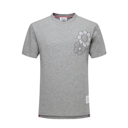4-Bar Floral embroidery T-shirt