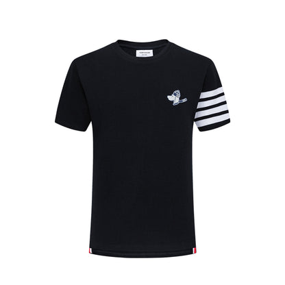 4-Bar puppy embroidery T-shirt